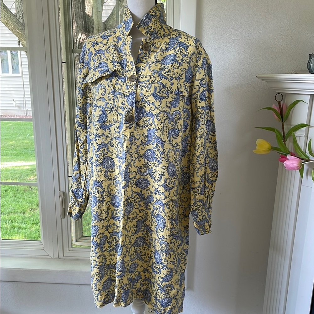 J. Jill Yellow and Blue Paisley Tunic Dress